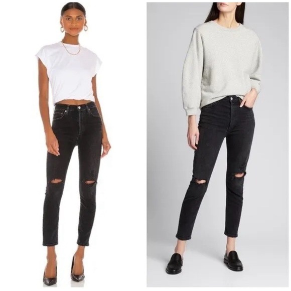 AGOLDE Nico High Rise Slim Denim Jeans in Cassette Distressed Size 31 - Picture 2 of 8